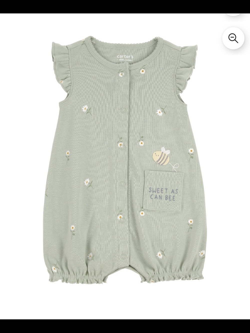 NWT Carter's Sweet As Can Bee Sage Green Romper Size 18Mos